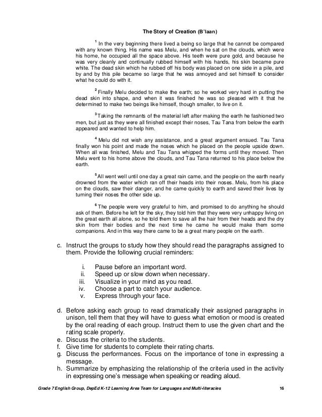 the rice myth bohol story grade 7 | added by users